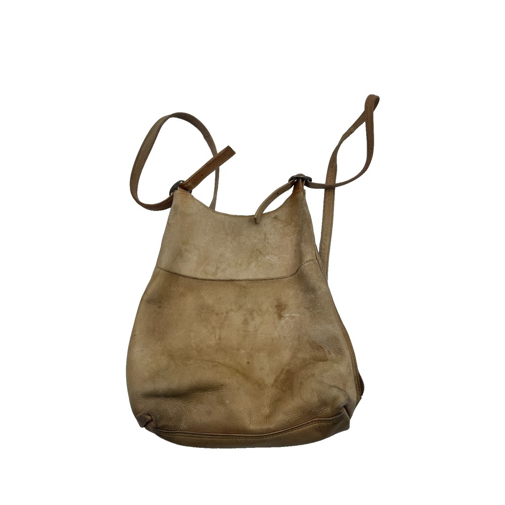 Vintage Le‎ Donne Leather Collection Convertible Backpack Womens Light Brown